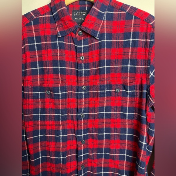 J CREW FLANNEL Mens Small Striped Multi Color Blue Red Double Pocket Style AC552 - Picture 6 of 10
